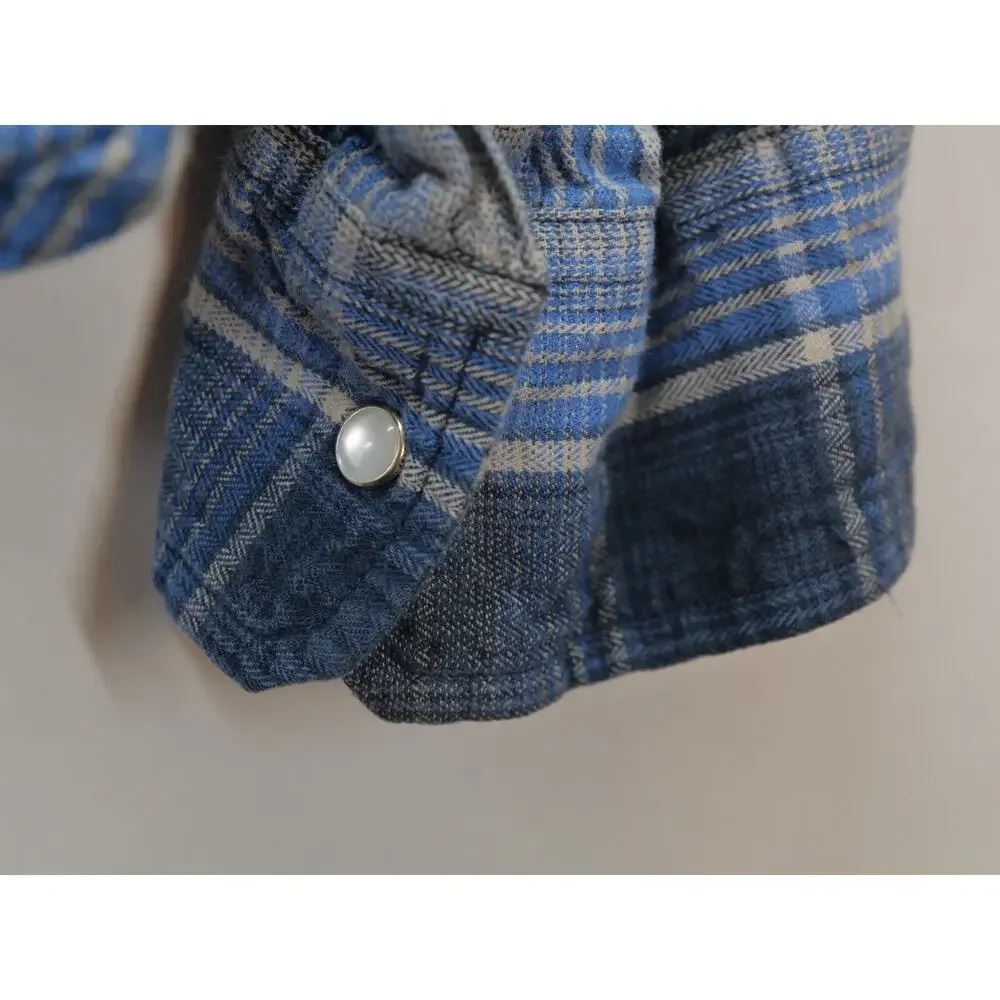 Levis Flannel Shirt Mens XL Blue Plaid Long Sleeve Button Up Pearl BTN